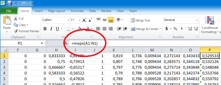 MEPX Excel formula